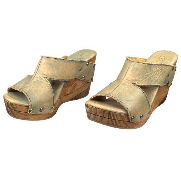 Bed Stu Women's Olea Olive Distressed Boho Wood Slip On Sandals Size US 7.5 - Picture 12 of 13